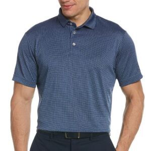 PGA TOUR Men's Mini Windowpane Heathered Golf Polo Shirt